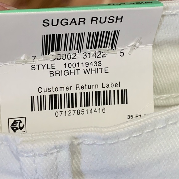 NWT INC DENIM WOMENS WIDE LEG HIGH RISE CROP BRIGHT WHITE FRAYED 8/29 - Picture 8 of 9